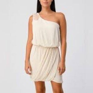 Tibi Ivory Beaded Strap Silk Grecian Cocktail Mini Dress 2